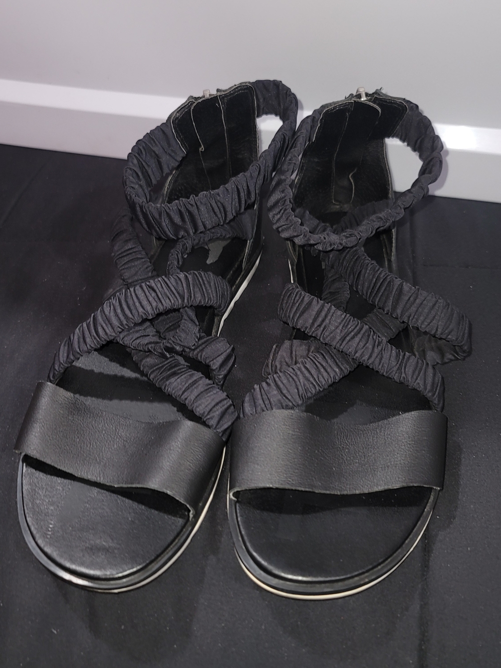 Sorel Black Ruched Strap Sandals